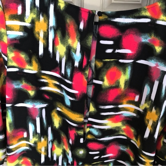 Tildon Dress Multi Color Deep Slit Back SzL Junior Long Sleeves Round Cute Dres - Picture 12 of 16